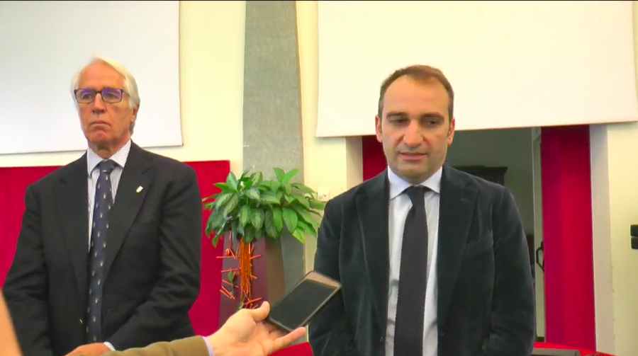 Il presidente del Coni Giovanni Malagò dopo l' incontro con il sindaco di Torino Stefano Lo Russo