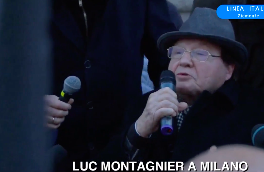 Il premio Nobel per la medicina Luc Montagnier a Milano con la protesta no green pass