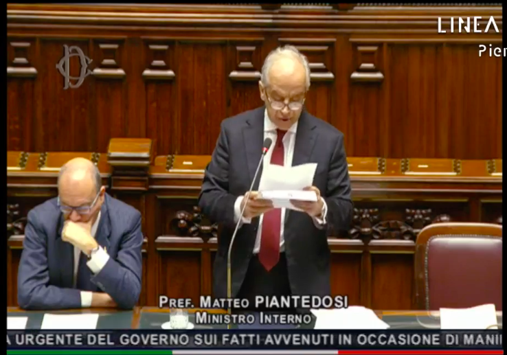 Piantedosi alla Camera: “E' stato riscontrato un crescente fermento delle aree studentesche antagoniste, invito tutti ad abbassare i toni”