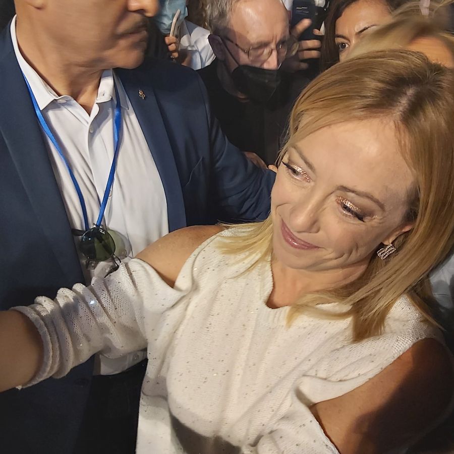 Giorgia Meloni, leader di Fratelli d' Italia a Torino in piazza Castello