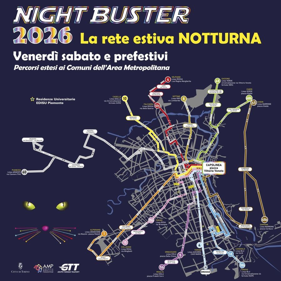 Nightbuster, tornano i collegamenti notturni di Gtt per tutta l'estate Nightbuster, tornano i collegamenti notturni di Gtt per tutta l'estate