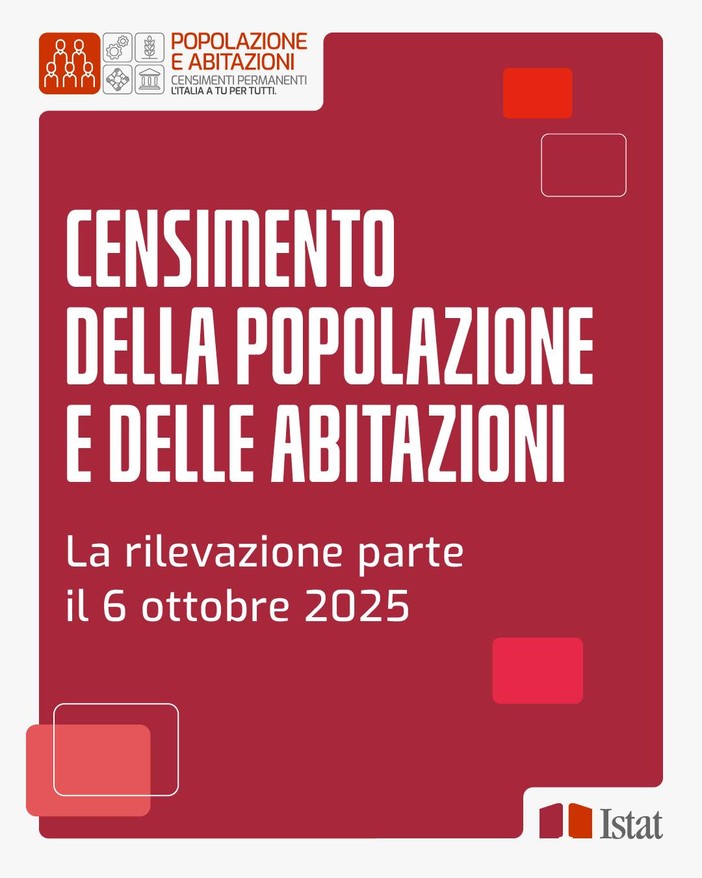 Al via il Censimento della Popolazione, rilevazioni fino al 23 dicembre Al via il Censimento della Popolazione, rilevazioni fino al 23 dicembre