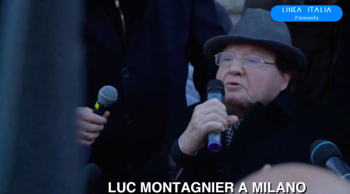 Il premio Nobel per la medicina Luc Montagnier a Milano con la protesta no green pass