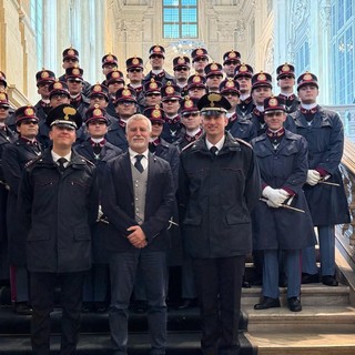 Gli allievi ufficiali dell'arma dei Carabinieri in visita a Torino